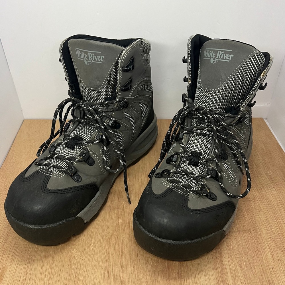 White River Fly Shop Wading Boots Men Size 11 Gray Black Lace Up Fishing Outdoor
